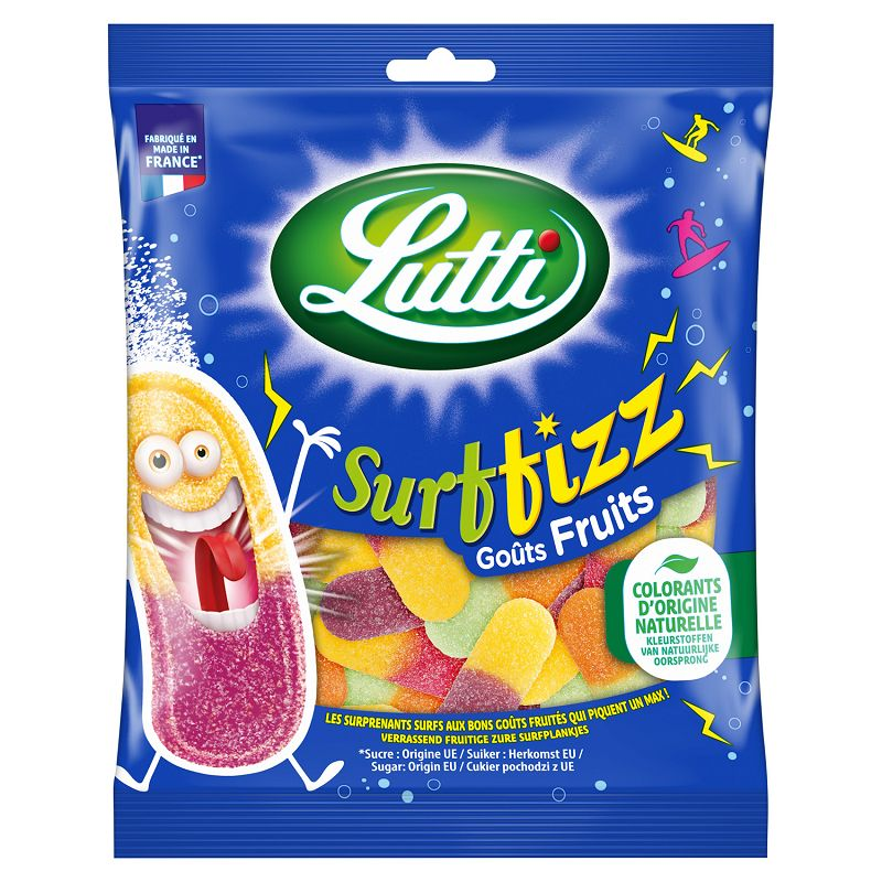 Lutti Bonbons Long Fizz, goûts fruités et cola 