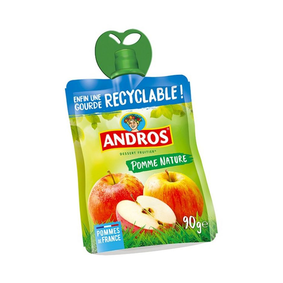 Compotes de pomme recyclables Andros les 48 gourdes de 90g