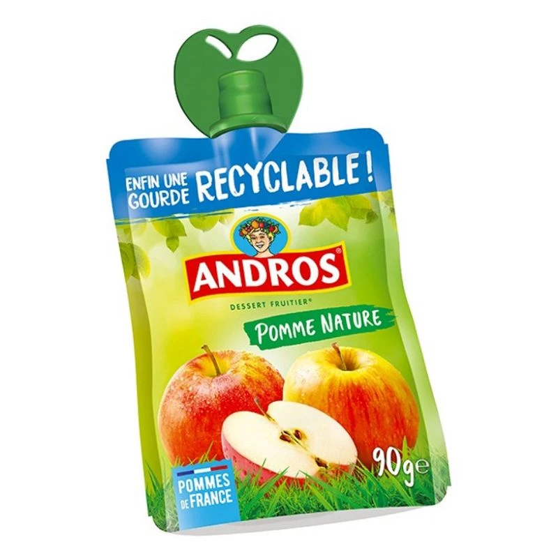 Compotes de pomme recyclables Andros - les 48 gourdes de 90g