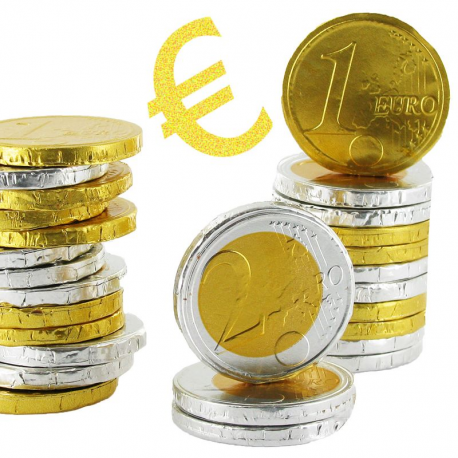 Piéces euro 5g GM s/alu choc au lait vrac 10kg - Spécial gros volumes