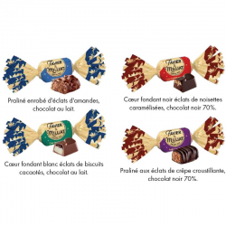 Papillotes assorties Favier Milliat noir 70 % et lait - carton de 4,300kg