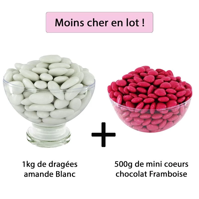 1kg Dragees coeur chocolat Rouge