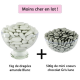 Dragées 43% d'amande BLANC brillant 1kg + Mini coeurs chocolat GRIS LUNE 500g - Le lot