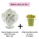 Dragées Avola Princesse 43% d'amande BLANC MAT 1kg + Perles au sucre OR 250g - Le lot