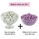 Dragées 43% d'amande BLANC brillant 1kg + Mini coeurs chocolat LILAS 500g - Le lot