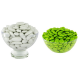 Dragées 43% d'amande BLANC brillant 1kg + Mini coeurs chocolat VERT ANIS 500g - Le lot
