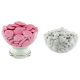 Dragées Avola Dauphine 45% d'amande ROSE brillant 500g + Mini coeurs chocolat BLANC 500g - Le lot