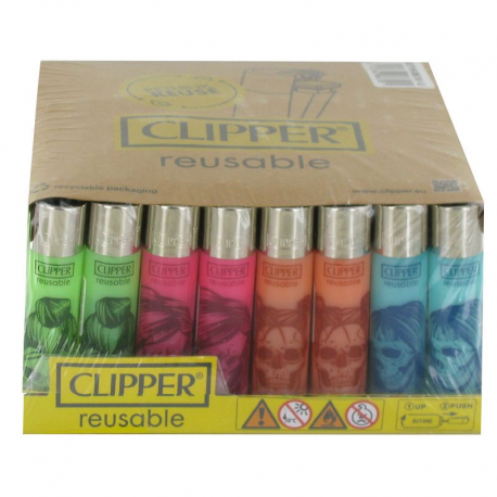 Briquets Clipper décors assortis Têtes de mort 2 - le lot de 48