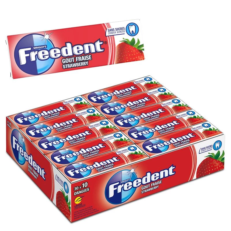 Freedent dragées fraise SANS SUCRES - le lot de 30