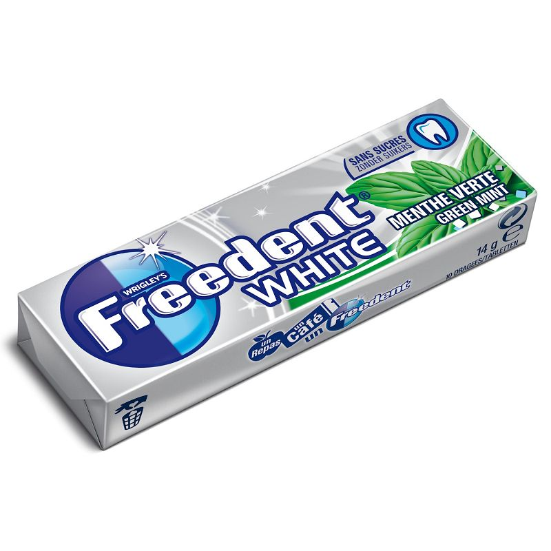 Chewing-gum dragée menthe verte sans sucre, Freedent (x 46)