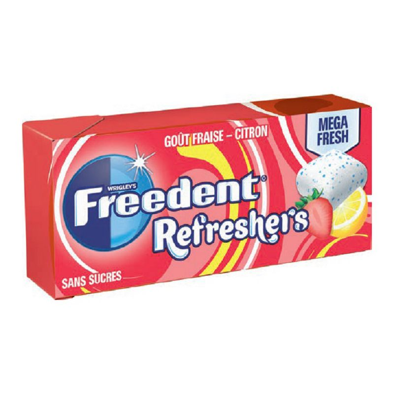 Chewing-gum sans sucres goût Fraise FREEDENT : les 5 paquets de 10