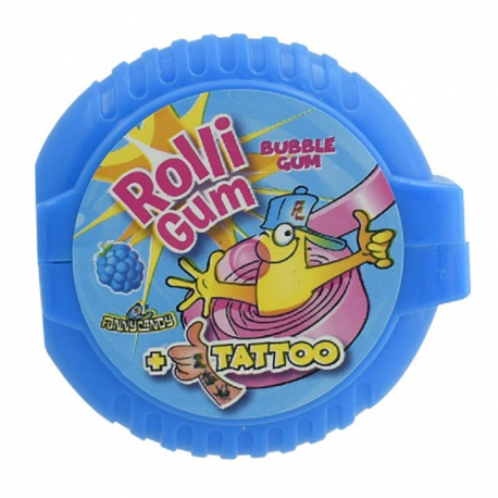 Rolli gum Funny Candy assortis et tattoo - présentoir de 30