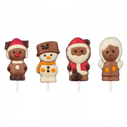 PRECOMMANDE Sucettes de Noël en chocolat décoré 25g - boîte de 36
