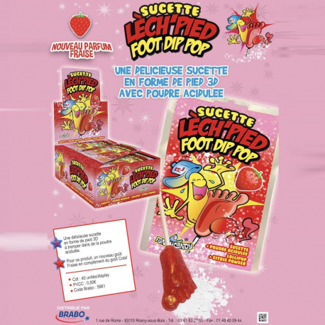 Sucettes Lech'Pied fraise Funny Candy - boîte de 40