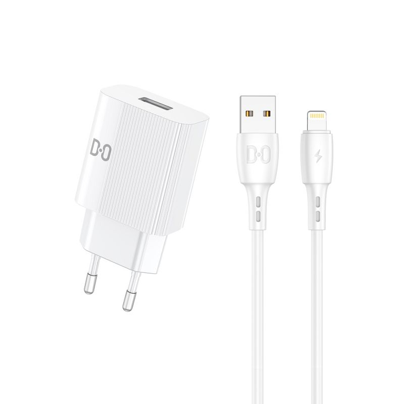 Chargeur secteur USB+ câble Lightning (Apple) blanc