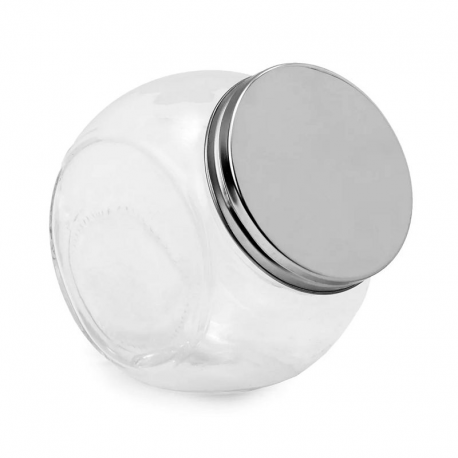 Bonbonnière ronde en verre et couvercle en métal 15cm - pièce