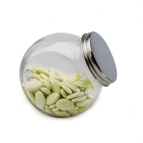 Bonbonnière ronde en verre et couvercle en métal 15cm - pièce