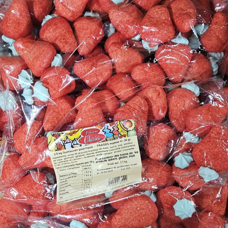 Fraises guimauve 20g vrac Chirico par 7,5Kg (environ 375 pièces)