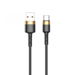 Câble tressé nylon / alliage Type C noir 1m