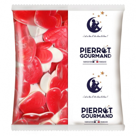 Coeurs maxi blanc/rouge Pierrot Gourmand - 1kg