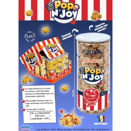 Pop corn N'Joy caramel au beurre salé 170g - carton de 12