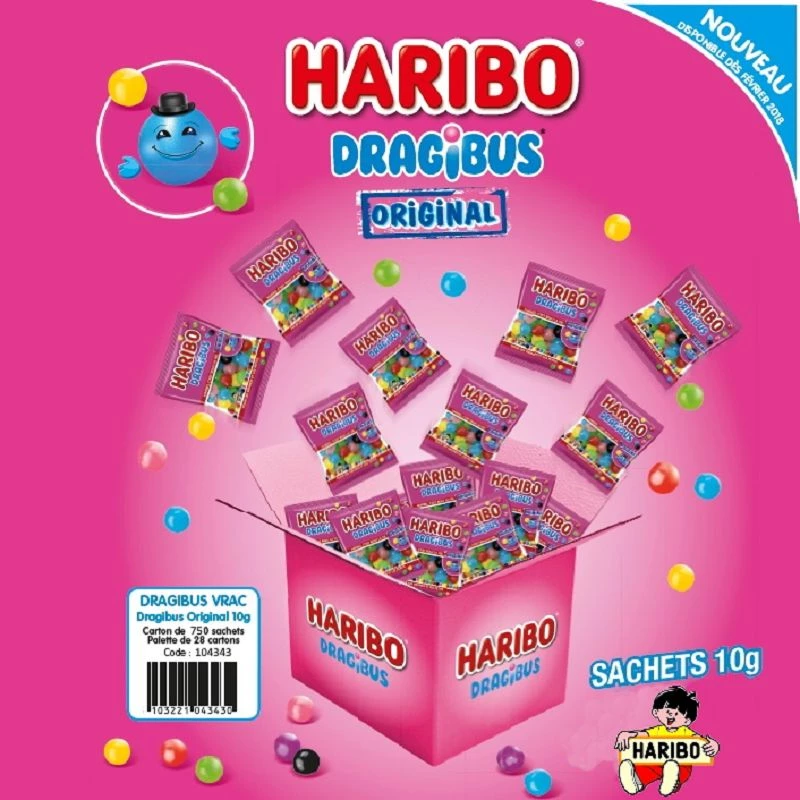 Dragibus original, carton de 750 mini sachets de 10gr 