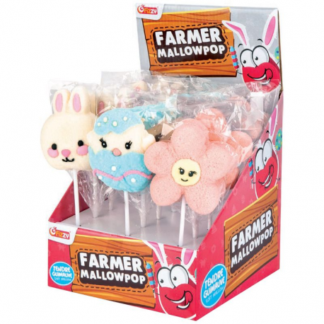 Sucettes Farmer Mallow Pop en Display de 18