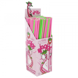 Tubes de poudre fraise Rigolos 28cm - boîte de 120 pailles