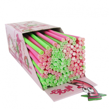 Tubes de poudre fraise Rigolos 28cm - boîte de 120 pailles