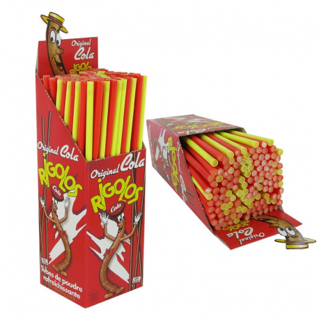 Tubes de poudre cola Rigolos 28cm - boîte de 120 pailles