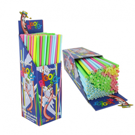 Tubes de poudre citron Rigolos 28cm - boîte de 120 pailles