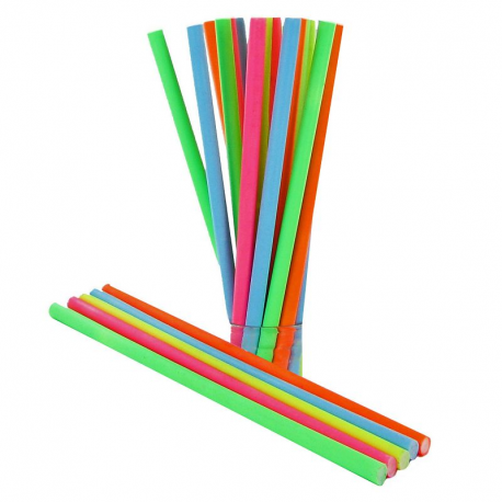 Tubes de poudre citron Rigolos 28cm - boîte de 120 pailles