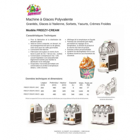 PRECOMMANDE Machine Freezy Cream double 2 bacs 6L Pack complet Sundae et Yaourts Glacés