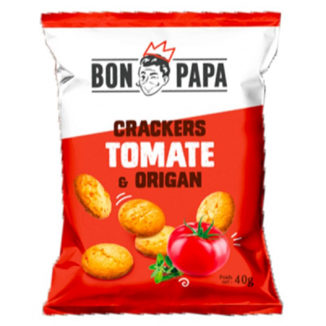 Crackers saveur tomate & origan BON PAPA 40g - carton de 50 - DDM 09/2025