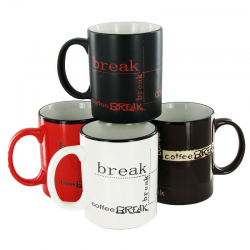 Mugs Coffee break - 4 modèles assortis
