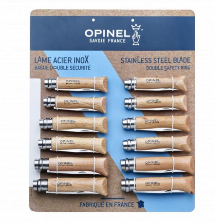 Couteaux Opinel lame acier inox - tableau de 12 assortis