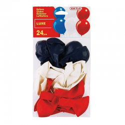 Ballons gonflables bleu blanc rouge - 24 pièces