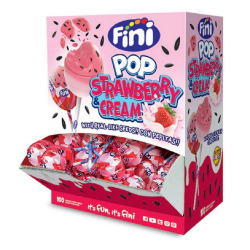 Sucettes Fini Pop Fraise avec pépites - tubo de 100