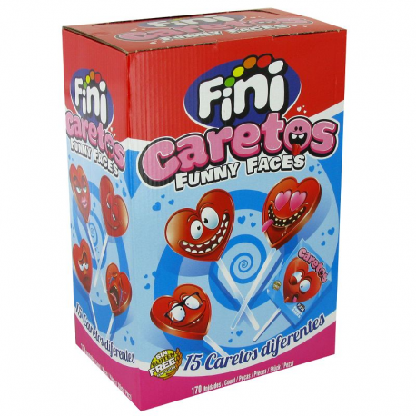 Sucettes Caretos coeurs fraise - boîte de 170