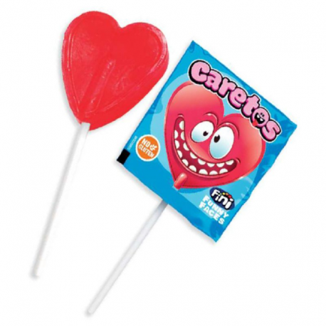 Sucettes Caretos coeurs fraise - boîte de 170