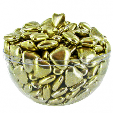 Dragées chocolat forme Coeurs mignons OR 1,5cm - 1kg