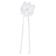 Fleurs dentelle et perle sur ruban BLANC - 6 pièces