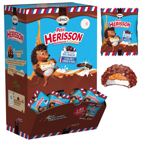 ~Hérissons guimauve, chocolat et caramel s/cello - boîte de 80