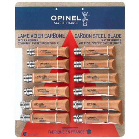 Couteaux Opinel Carbone - les 12 assortis