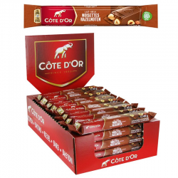 Côte d'Or Barres de chocolat au lait noisettes 45g - boîte de 32