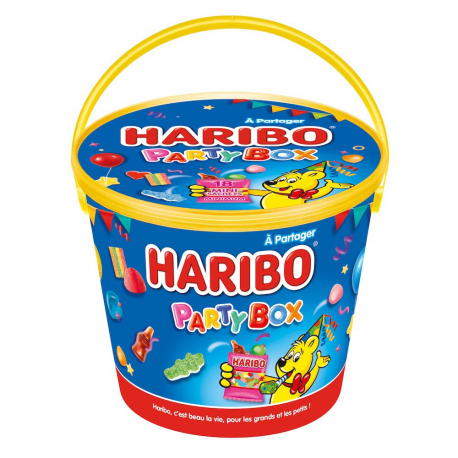 Party box HARIBO garni de mini sachets de confiserie - Seau de 650g