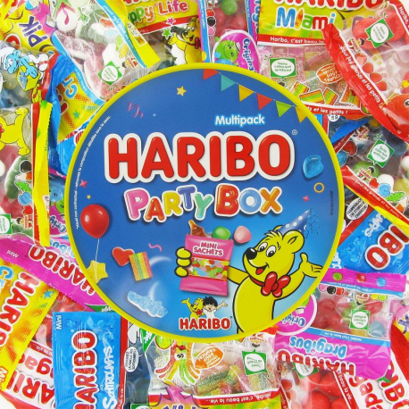 Party box HARIBO garni de mini sachets de confiserie - Seau de 650g
