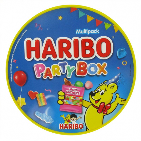 Party box HARIBO garni de mini sachets de confiserie - Seau de 650g