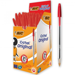 Bic cristal pointe moyenne rouge - boîte de 50