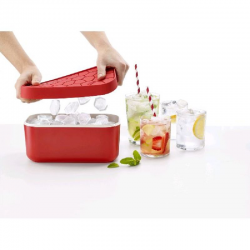 Bac à glaçons avec réserve Ice Box Lékué ROUGE